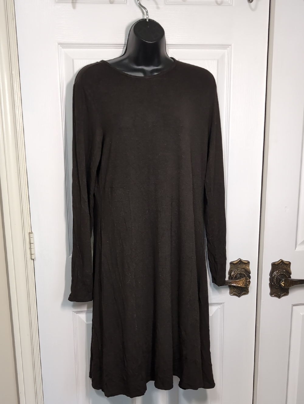 Eileen Fisher Black Long-Sleeve A-Line Dress Size Medium
